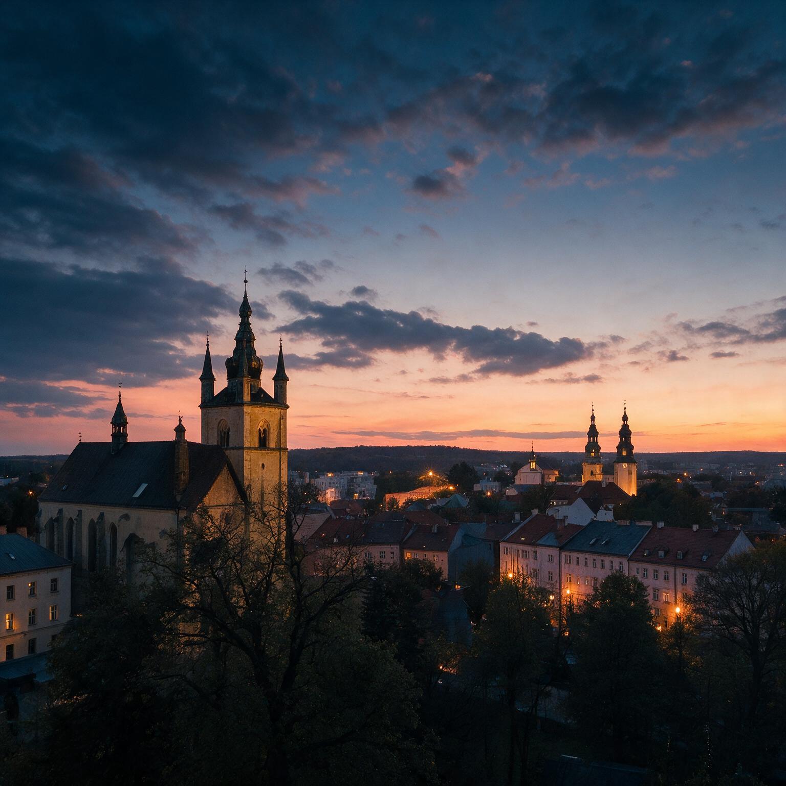 Myszków i region śląski o zmierzchu